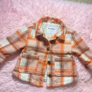 Old Navy Kids Plaid Jacket - Orange and Cream